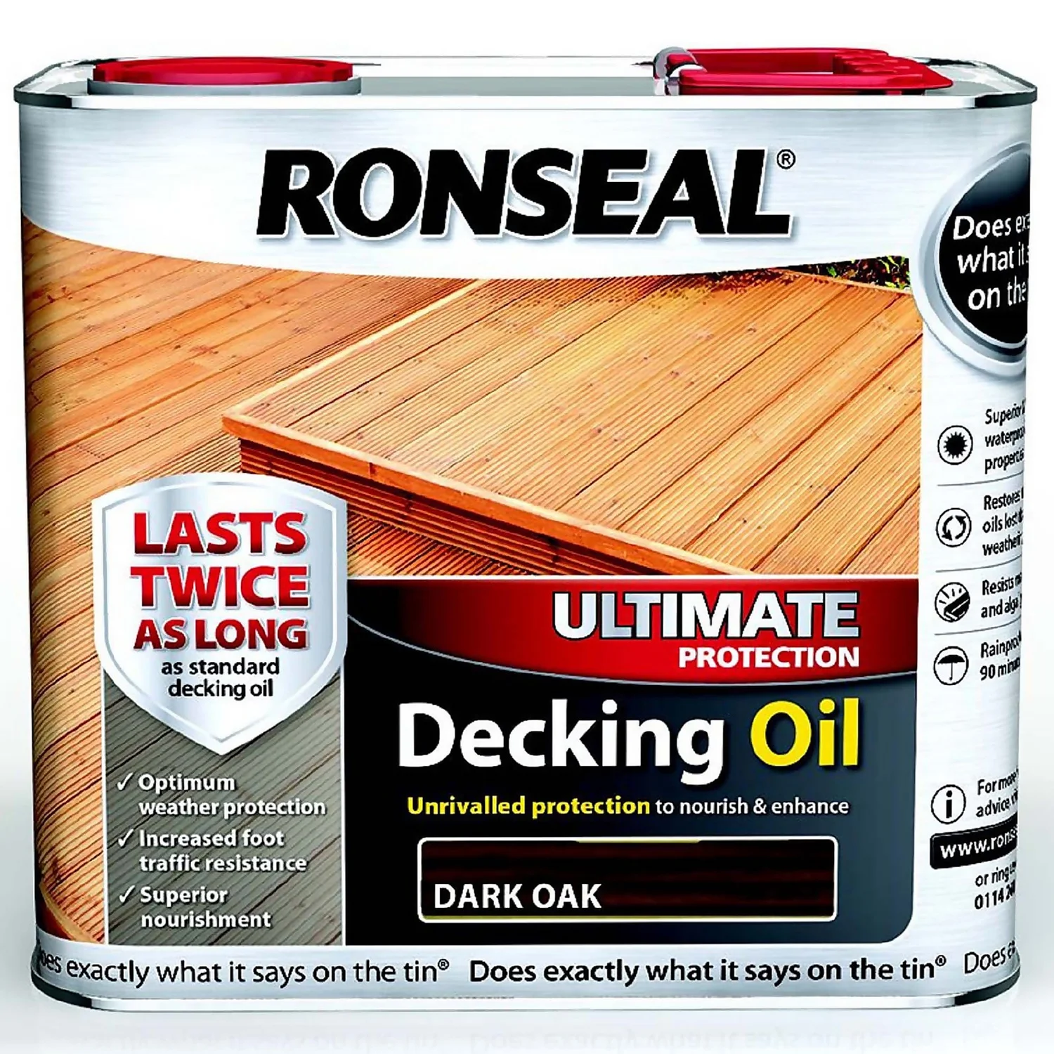 Ronseal Ultimate Protection Decking Oil Dark Oak - 2.5L 3 Ronseal Ultimate Protection Decking Oil Dark Oak - 2.5L