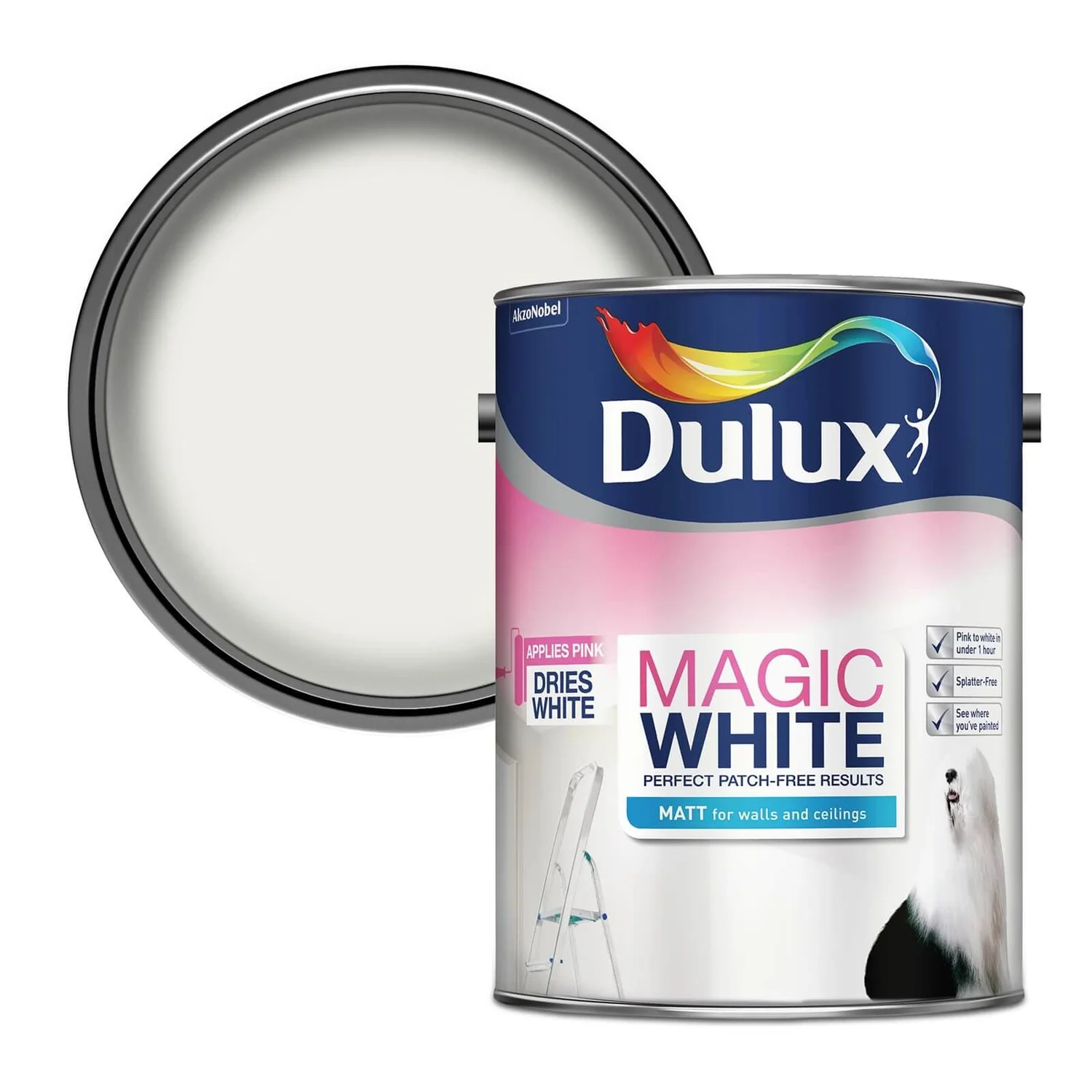 Dulux Magic Matt Emulsion Paint Pure Brilliant White - 5L 3 Dulux Magic Matt Emulsion Paint Pure Brilliant White - 5L