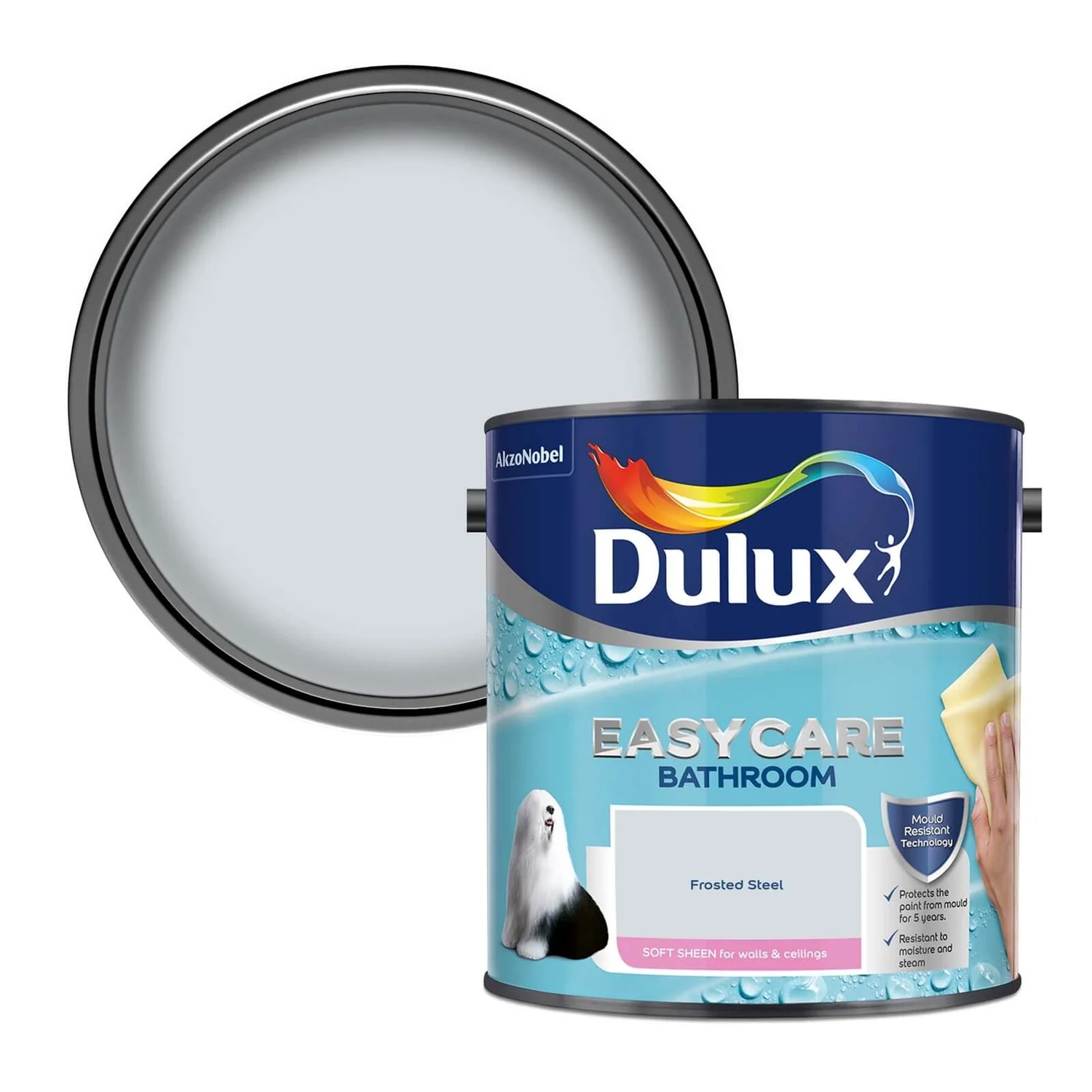 Dulux Easycare Bathroom Frosted Steel - Soft Sheen Paint - 2.5L 3 Dulux Easycare Bathroom Frosted Steel - Soft Sheen Paint - 2.5L