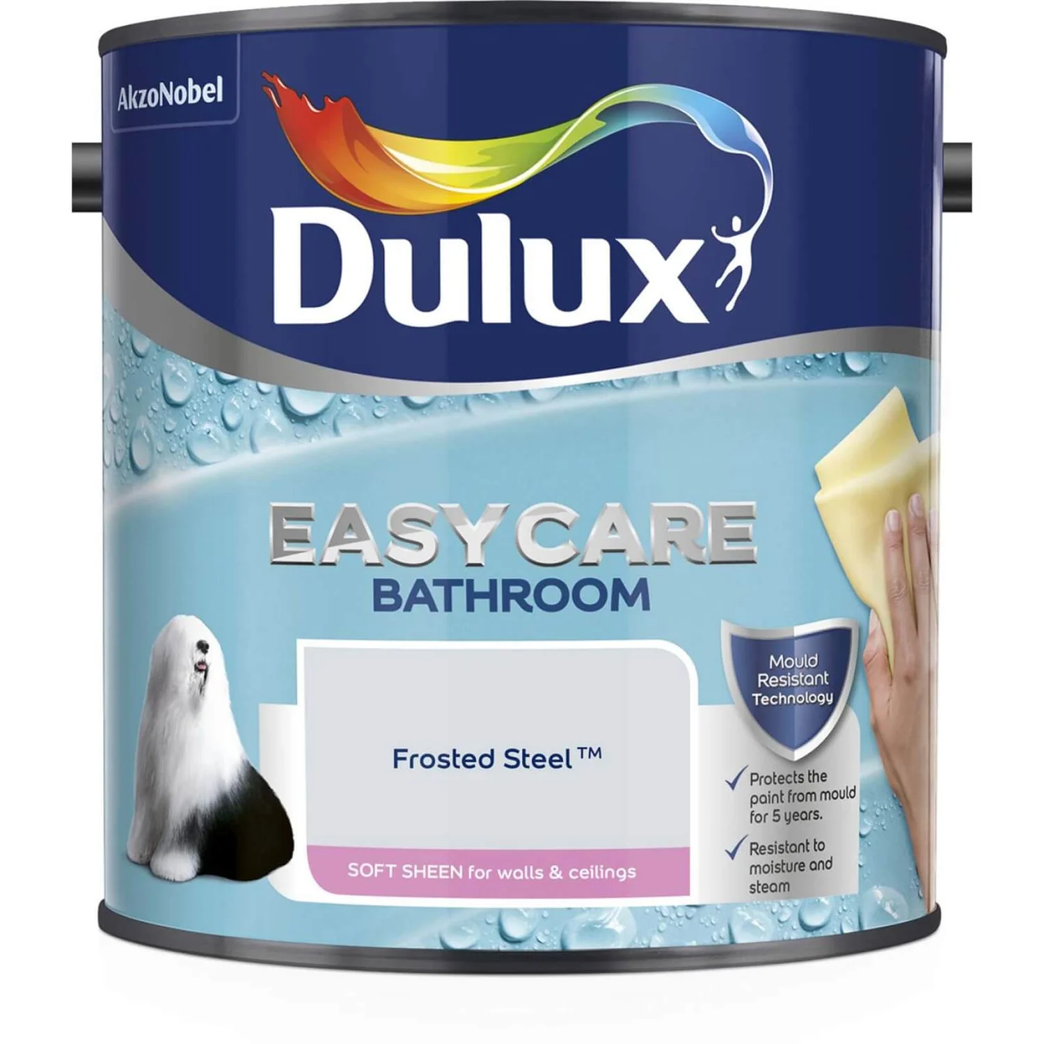 Dulux Easycare Bathroom Frosted Steel - Soft Sheen Paint - 2.5L 4 Dulux Easycare Bathroom Frosted Steel - Soft Sheen Paint - 2.5L - Image 2