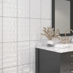 None Bumpy White Ceramic Wall Tile 250 X 400mm - 1sqm Pack -Wood Care Store 12806299 1134909414622652