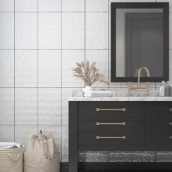 None Bumpy White Ceramic Wall Tile 250 X 400mm - 1sqm Pack