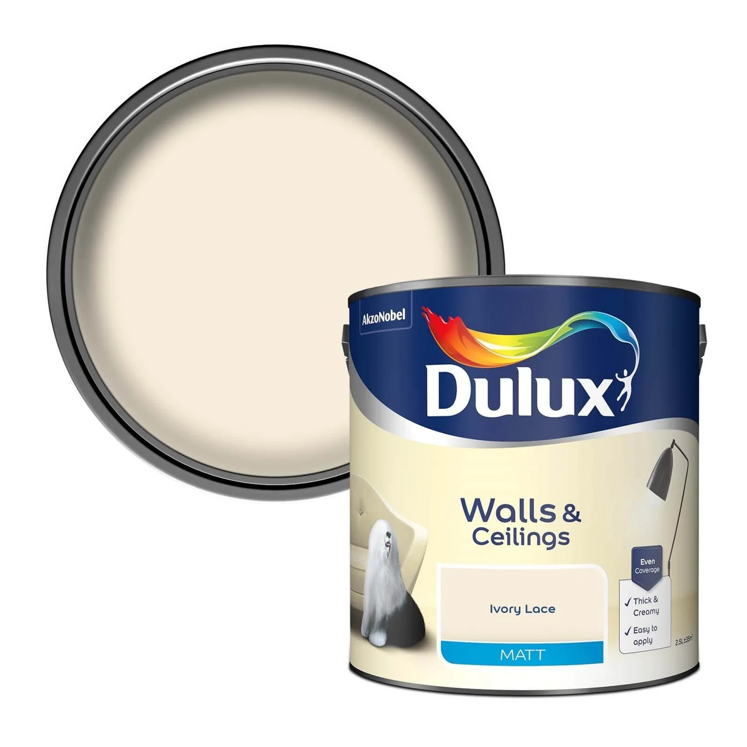 Dulux Matt Emulsion Paint Ivory Lace - 2.5L 3 Dulux Matt Emulsion Paint Ivory Lace - 2.5L