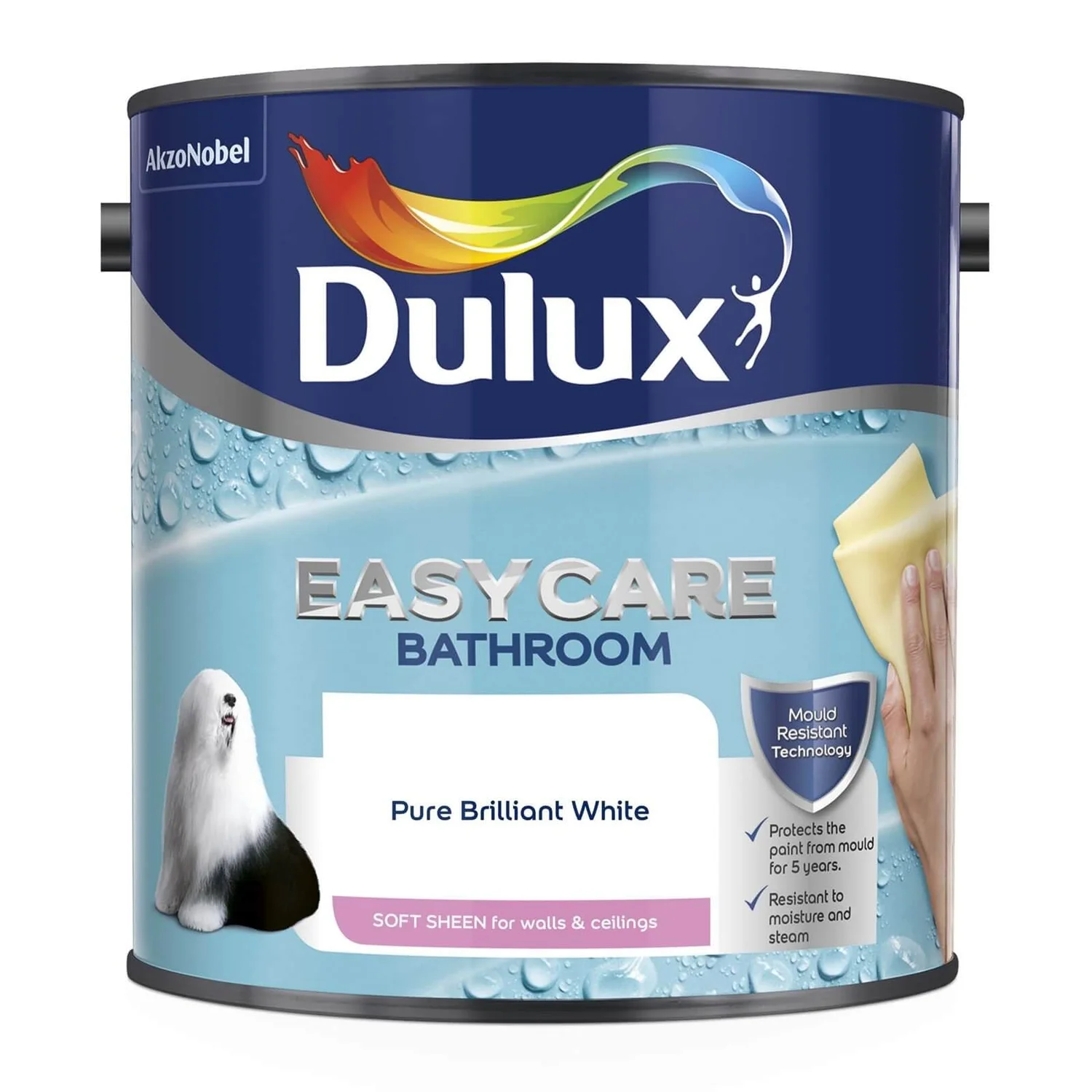 Dulux Easycare Bathroom Pure Brilliant White - Soft Sheen Paint - 2.5L 4 Dulux Easycare Bathroom Pure Brilliant White - Soft Sheen Paint - 2.5L - Image 2