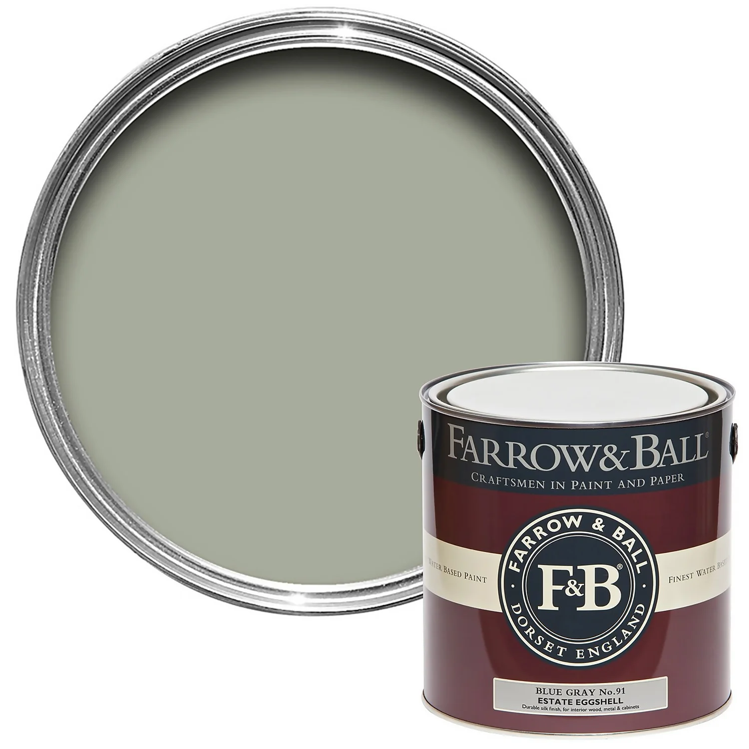 Farrow & Ball Estate Eggshell Paint Blue Gray - 2.5L 3 Farrow & Ball Estate Eggshell Paint Blue Gray - 2.5L