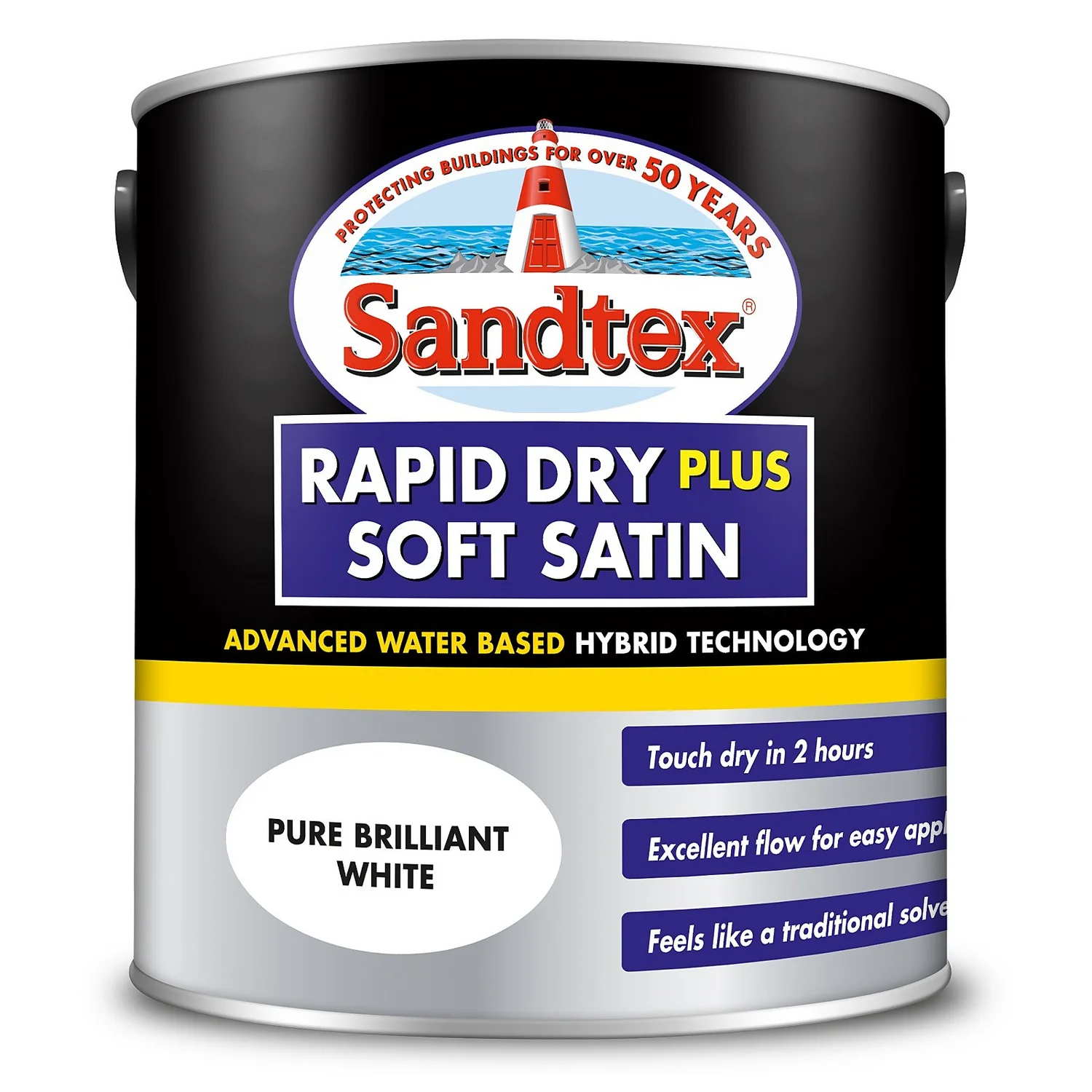 Sandtex® Rapid Dry Satin Paint Pure Brilliant White - 2.5L 9 Sandtex® Rapid Dry Satin Paint Pure Brilliant White - 2.5L - Image 7
