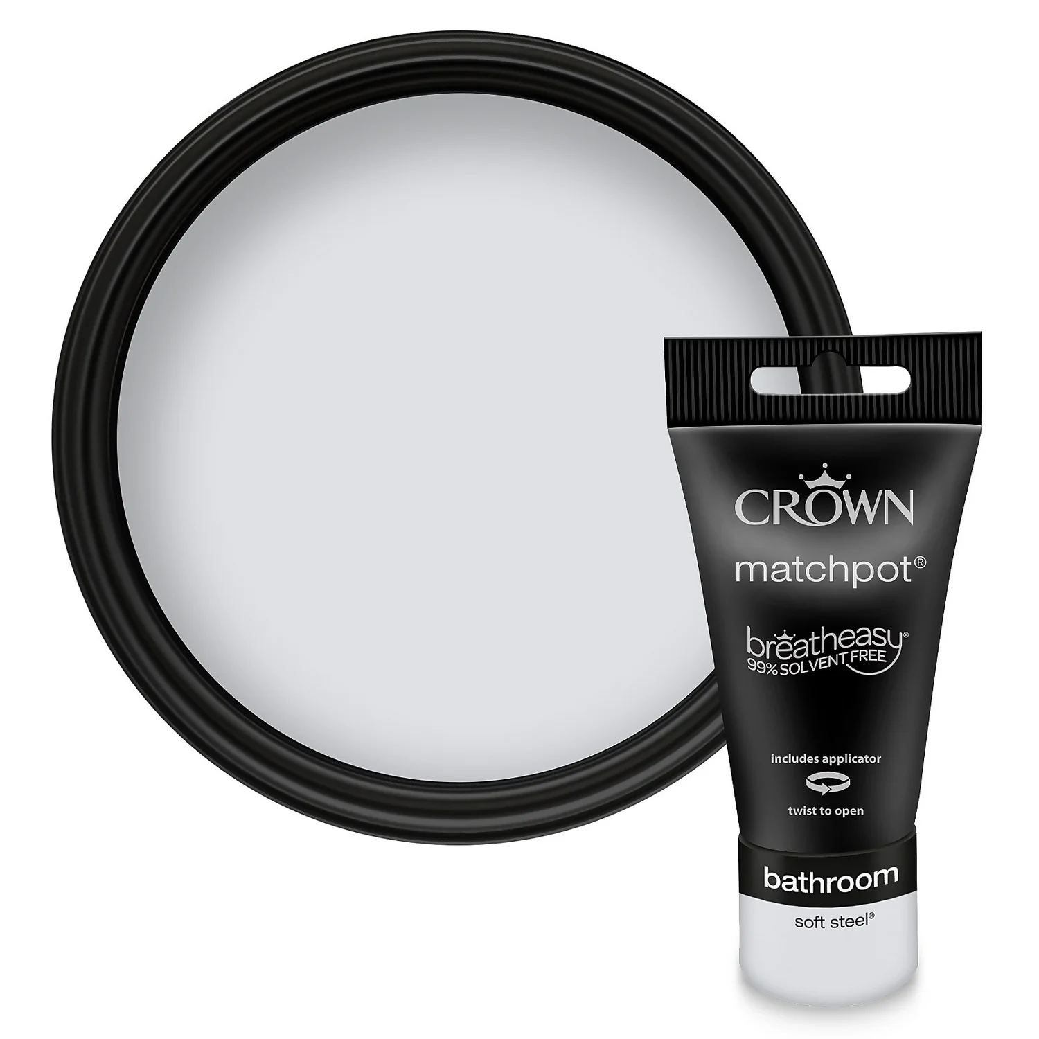 Crown Breatheasy Bathroom Mid Sheen Paint Soft Steel - Tester 40ml 3 Crown Breatheasy Bathroom Mid Sheen Paint Soft Steel - Tester 40ml