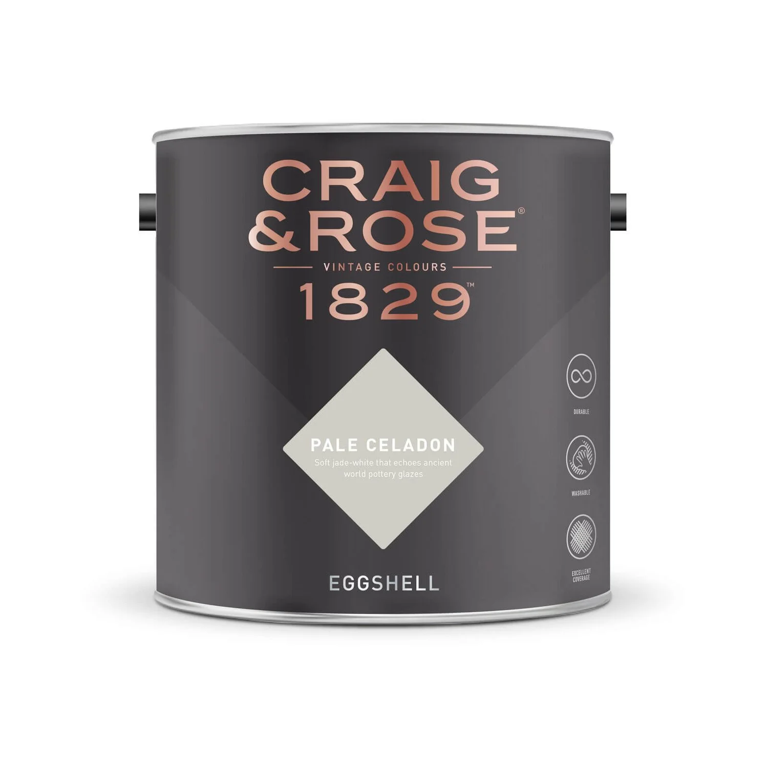 Craig & Rose 1829 Eggshell Paint Pale Celadon - 2.5L 4 Craig & Rose 1829 Eggshell Paint Pale Celadon - 2.5L - Image 2