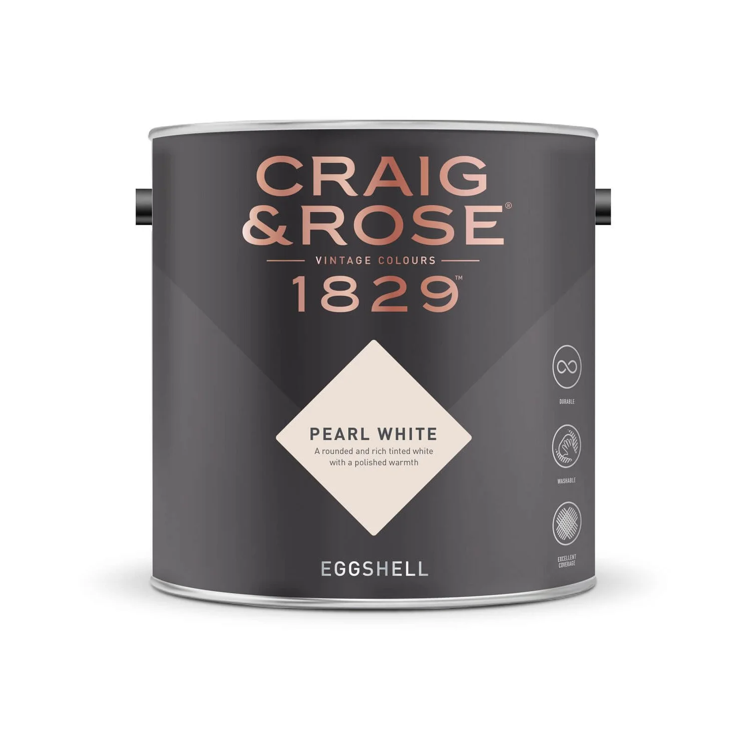 Craig & Rose 1829 Eggshell Paint Pearl White - 2.5L 4 Craig & Rose 1829 Eggshell Paint Pearl White - 2.5L - Image 2