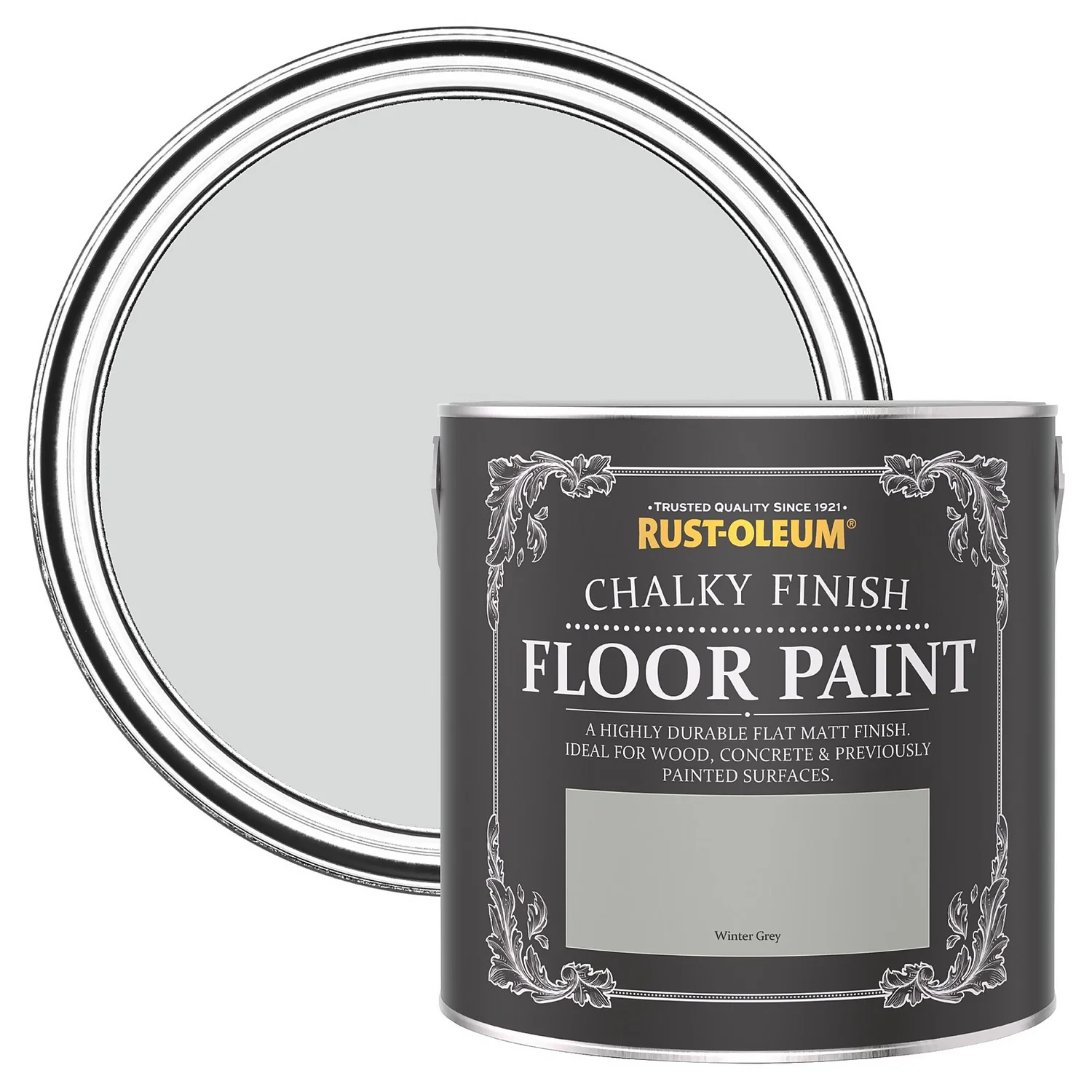 Rust-Oleum Chalky Floor Paint Winter Grey - 2.5L 3 Rust-Oleum Chalky Floor Paint Winter Grey - 2.5L