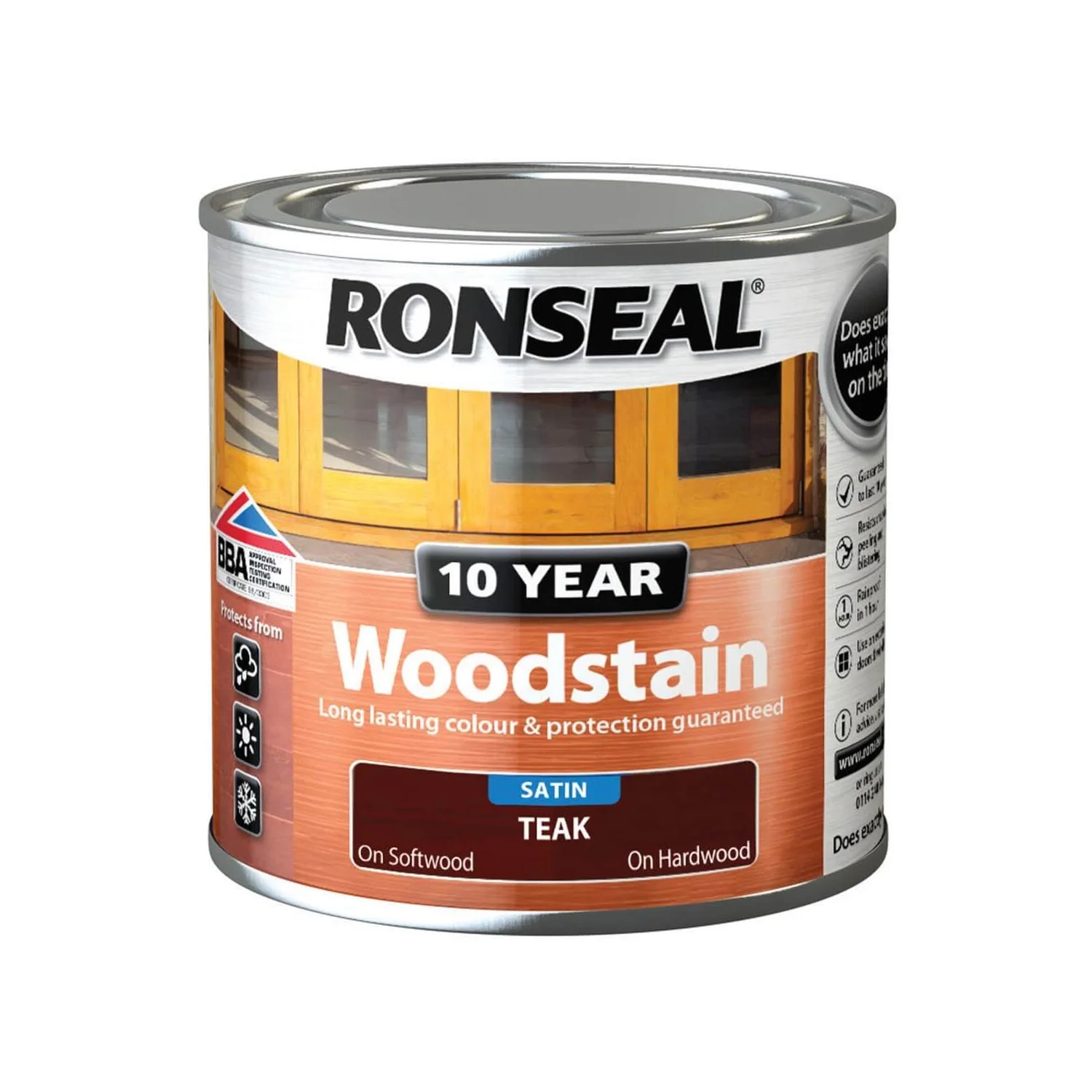 Ronseal 10 Year Woodstain Teak Satin - 250ml 7 Ronseal 10 Year Woodstain Teak Satin - 250ml - Image 5