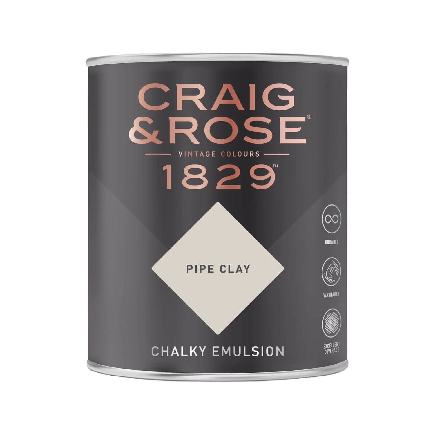 Craig & Rose 1829 Chalky Emulsion Paint Pipe Clay - 750ml 4 Craig & Rose 1829 Chalky Emulsion Paint Pipe Clay - 750ml - Image 2