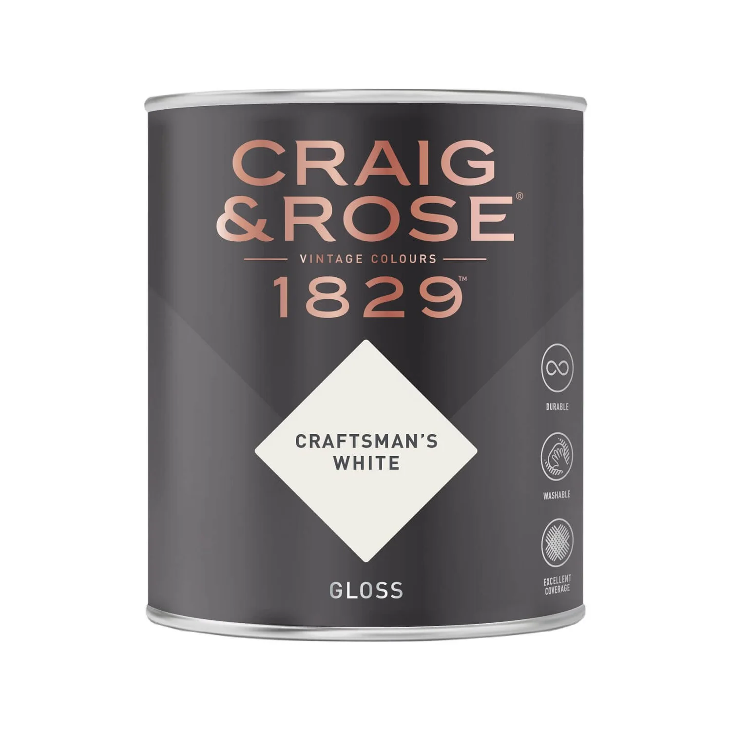 Craig & Rose 1829 Gloss Paint Craftsman's White - 750ml 4 Craig & Rose 1829 Gloss Paint Craftsman's White - 750ml - Image 2