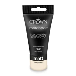 Crown Walls & Ceilings Matt Emulsion Paint Ivory Cream - Tester 40ml -Wood Care Store 12823418 1484977312759951