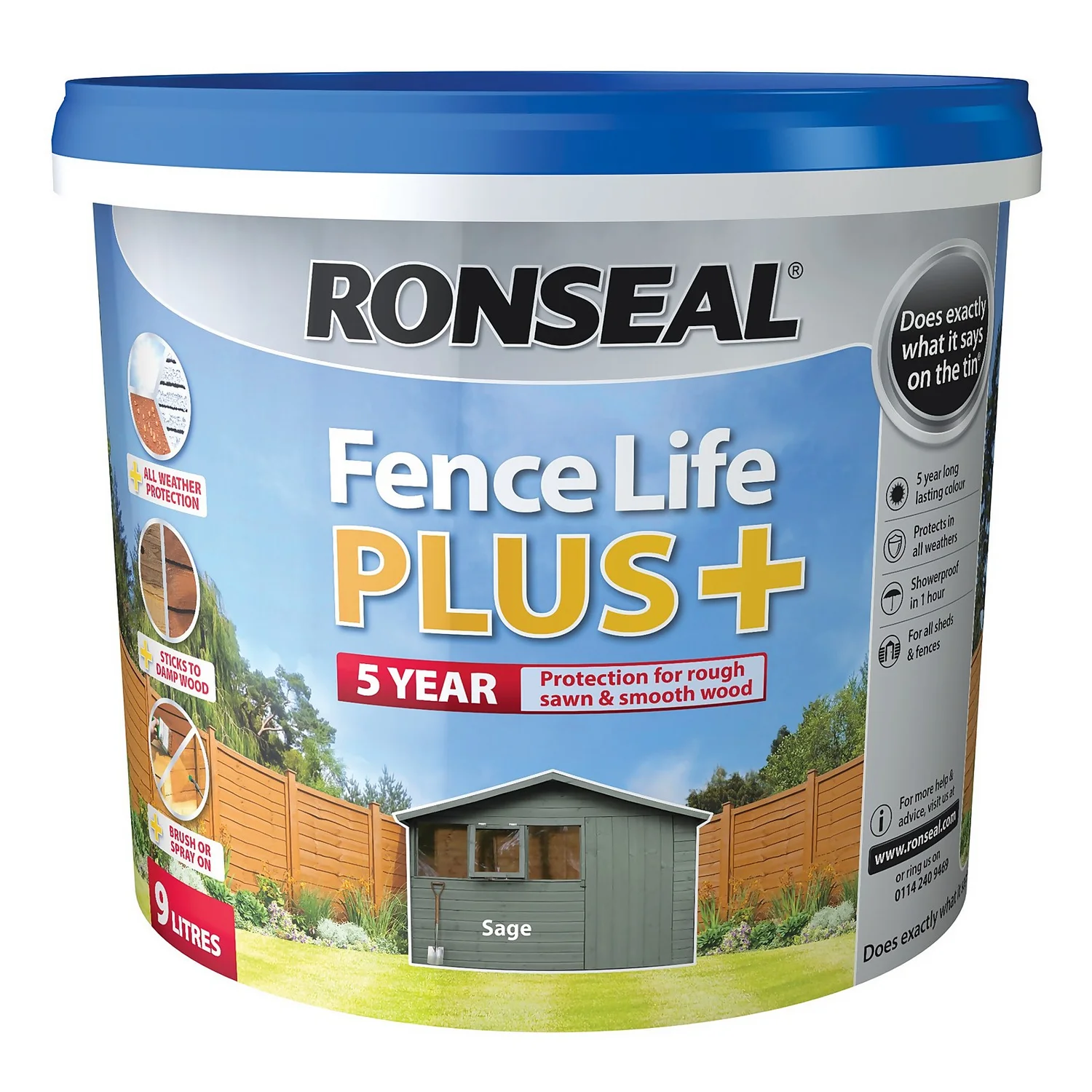 Ronseal Fence Life Plus Paint Sage - 9L 9 Ronseal Fence Life Plus Paint Sage - 9L - Image 7