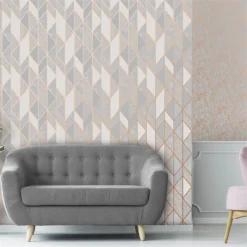 Superfresco Milan Geo Rose Gold Wallpaper -Wood Care Store 12829367 1844833171897972