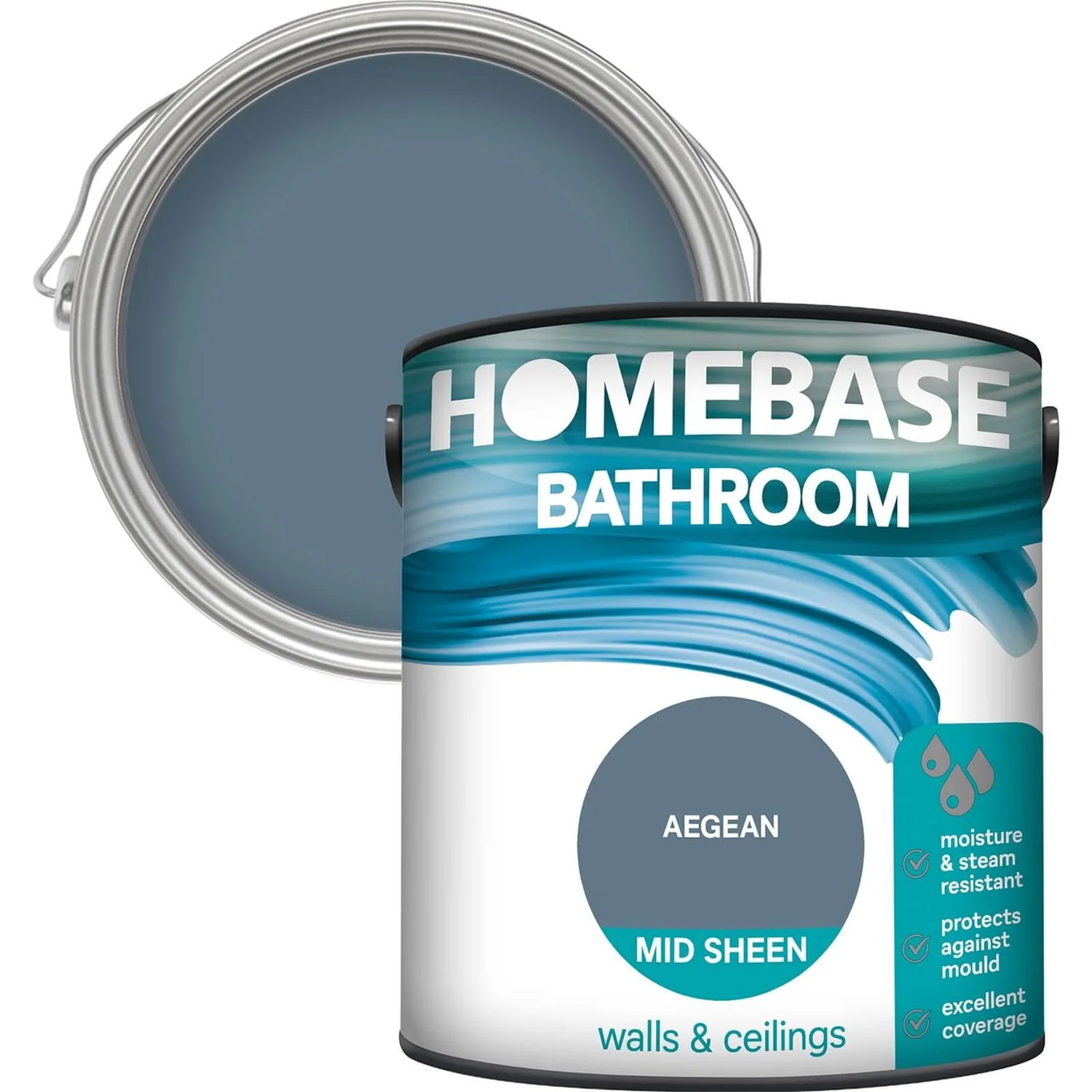 Homebase Bathroom Mid Sheen Paint - Aegean 2.5L 3 Homebase Bathroom Mid Sheen Paint - Aegean 2.5L