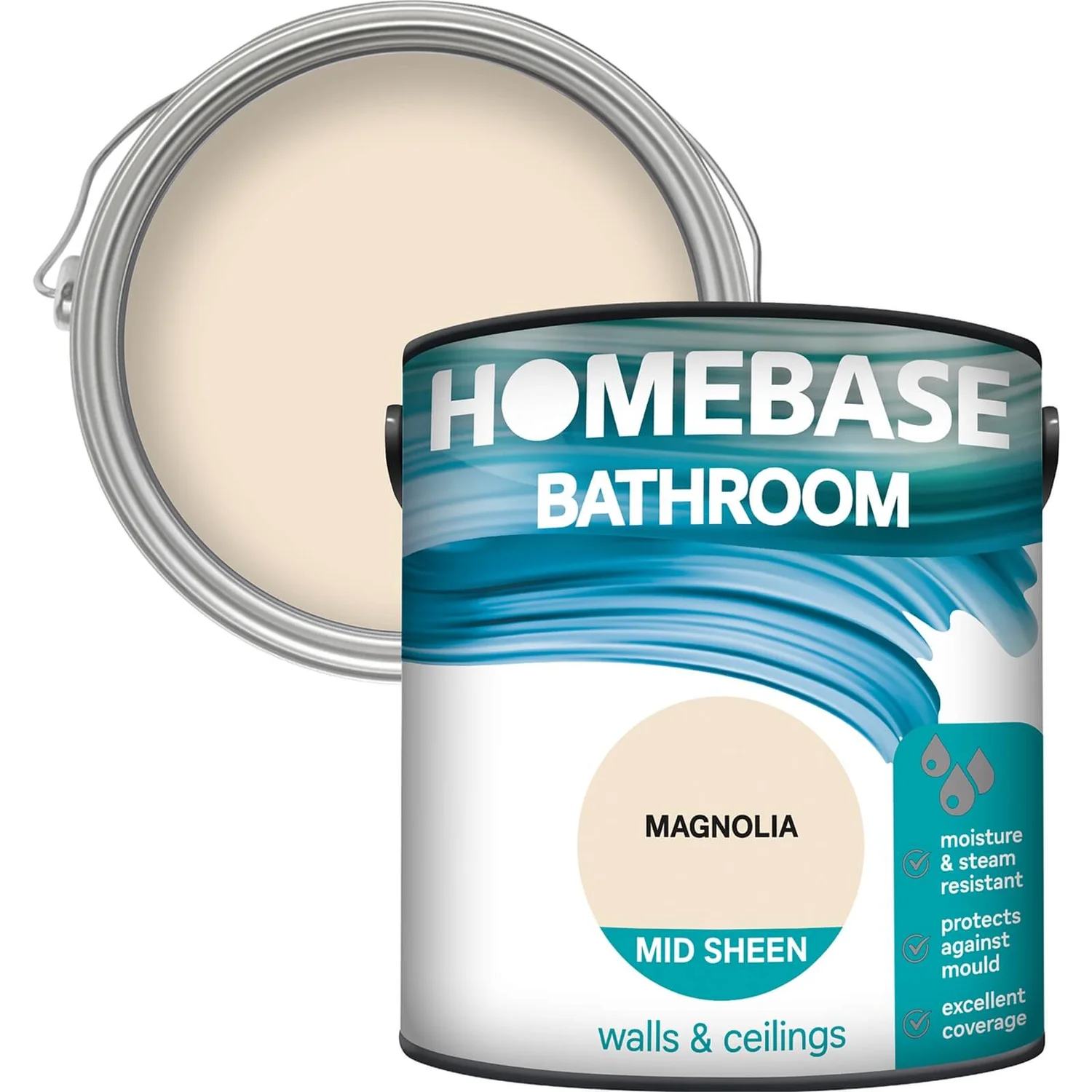 Homebase Bathroom Mid Sheen Paint - Magnolia 2.5L 3 Homebase Bathroom Mid Sheen Paint - Magnolia 2.5L