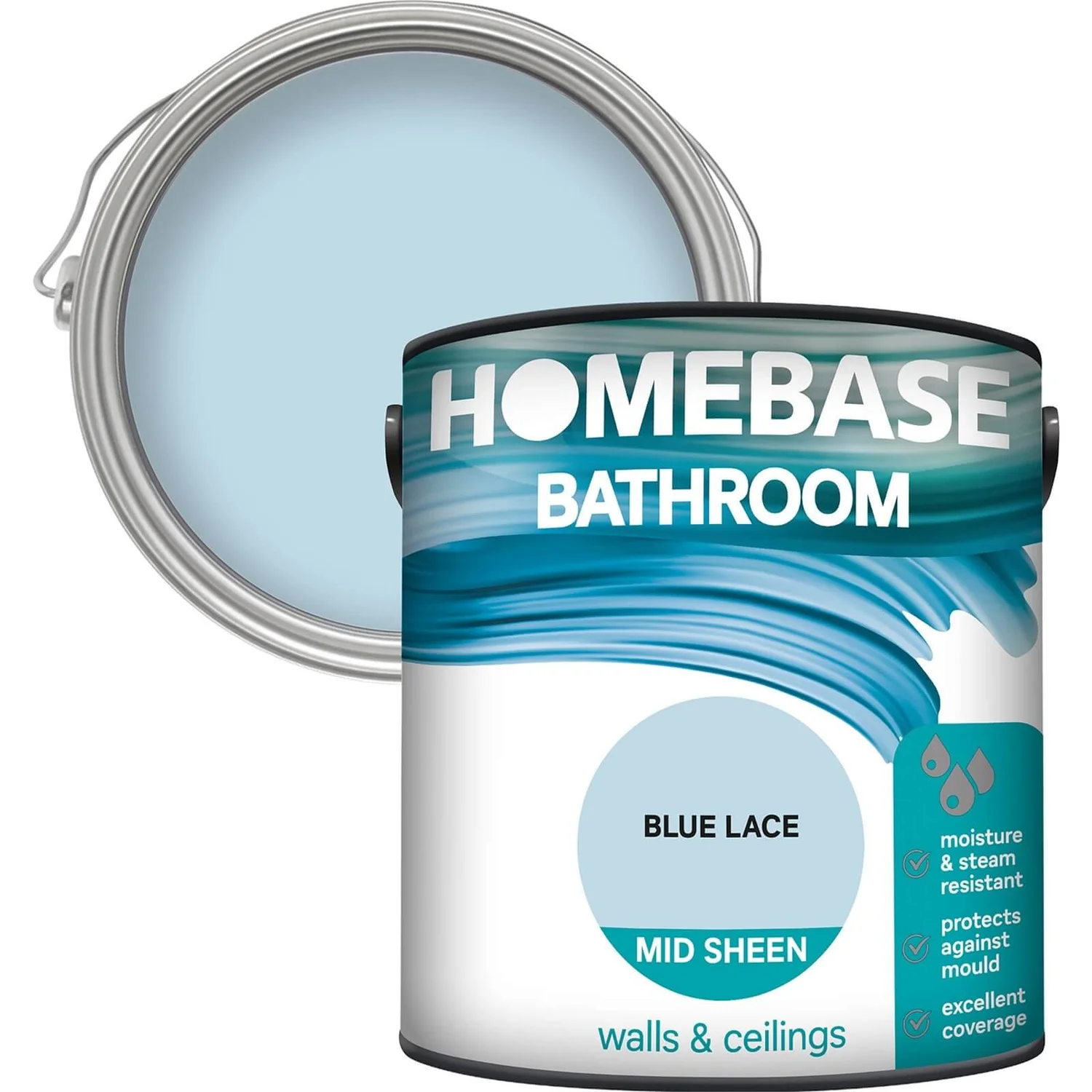 Homebase Bathroom Mid Sheen Paint - Blue Lace 2.5L 3 Homebase Bathroom Mid Sheen Paint - Blue Lace 2.5L