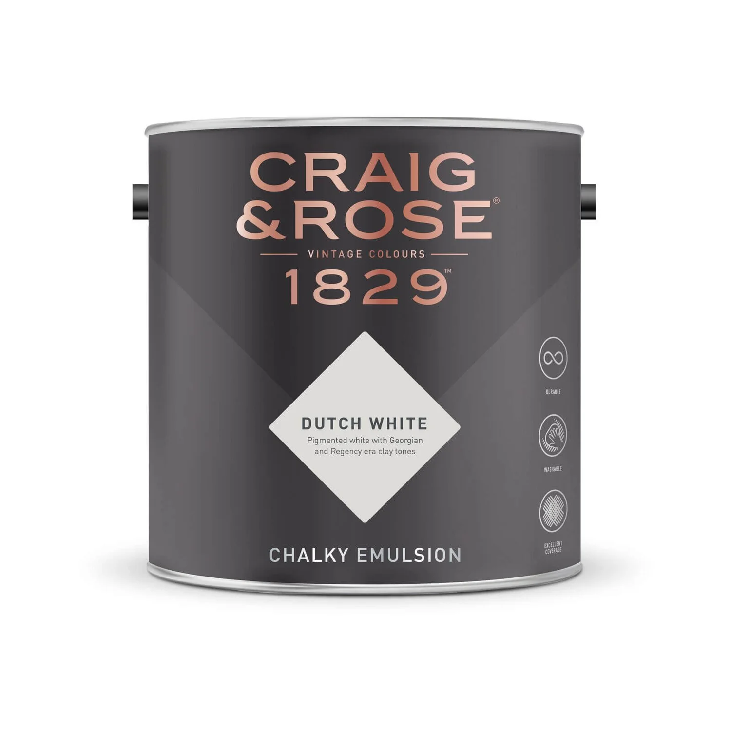 Craig & Rose 1829 Chalky Emulsion Paint Dutch White - 5L 4 Craig & Rose 1829 Chalky Emulsion Paint Dutch White - 5L - Image 2