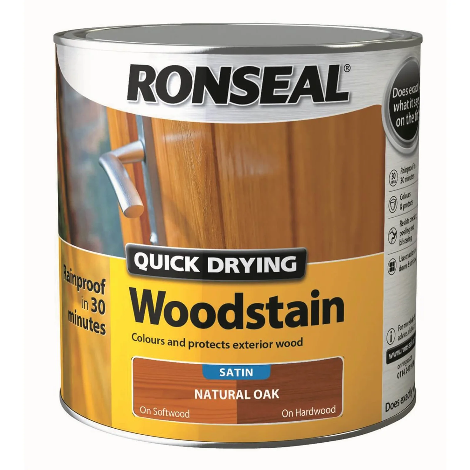 Ronseal Quick Drying Woodstain - Natural Oak Satin 2.5L 3 Ronseal Quick Drying Woodstain - Natural Oak Satin 2.5L