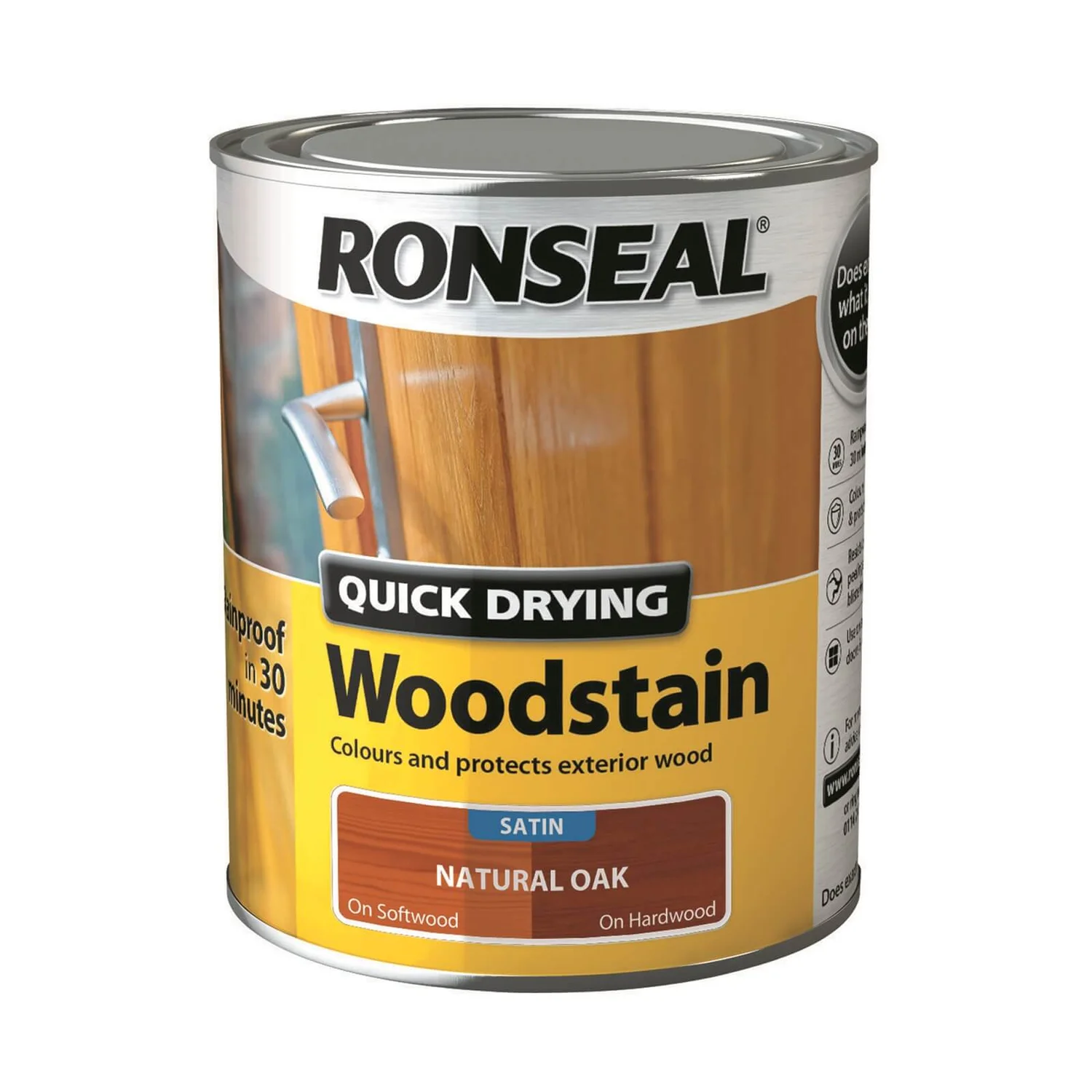 Ronseal Quick Drying Woodstain - Natural Oak Satin 750ml 3 Ronseal Quick Drying Woodstain - Natural Oak Satin 750ml