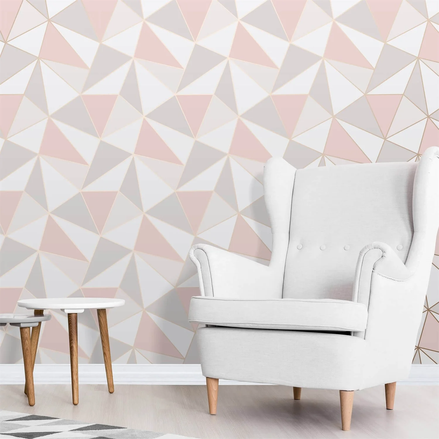 Fresco Apex Geometric Wallpaper - Pink & Rose Gold 4 Fresco Apex Geometric Wallpaper - Pink & Rose Gold - Image 2