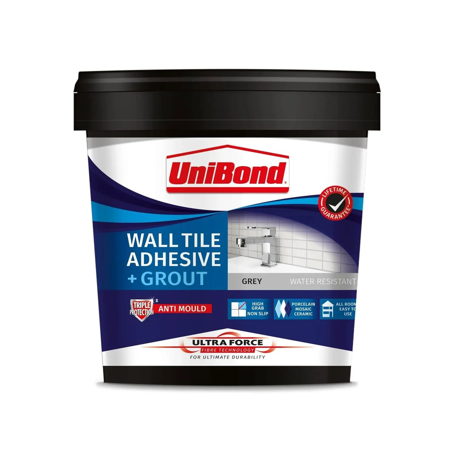 UniBond UltraForce Wall Tile Adhesive & Grout Grey 1.38kg 3 UniBond UltraForce Wall Tile Adhesive & Grout Grey 1.38kg