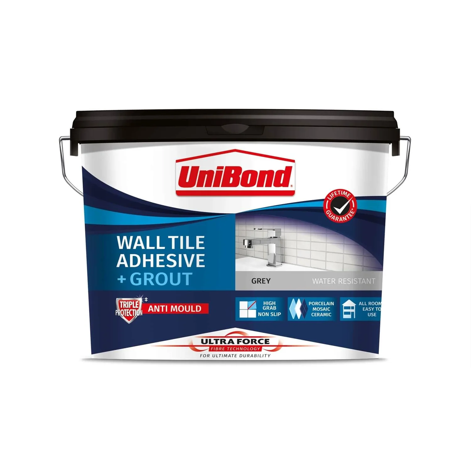 UniBond UltraForce Wall Tile Adhesive & Grout Grey 12.8kg 3 UniBond UltraForce Wall Tile Adhesive & Grout Grey 12.8kg