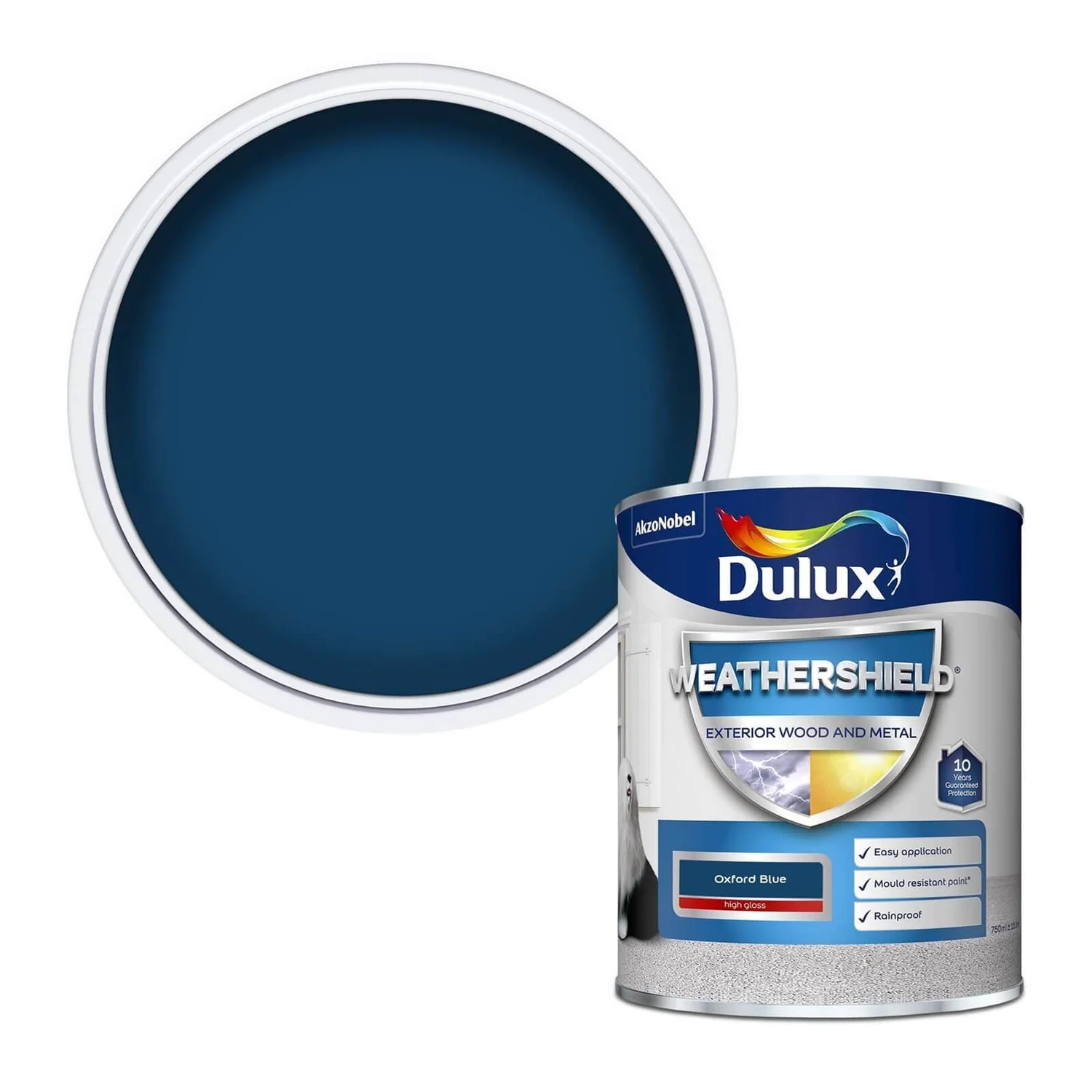 Dulux Weathershield Exterior Gloss Paint Oxford Blue - 750ml 3 Dulux Weathershield Exterior Gloss Paint Oxford Blue - 750ml