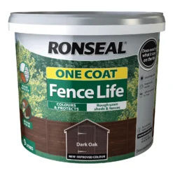 Ronseal One Coat Fence Life Paint Dark Oak - 9L 13 Ronseal One Coat Fence Life Paint Dark Oak - 9L -Wood Care Store 12842110 5304942087338822