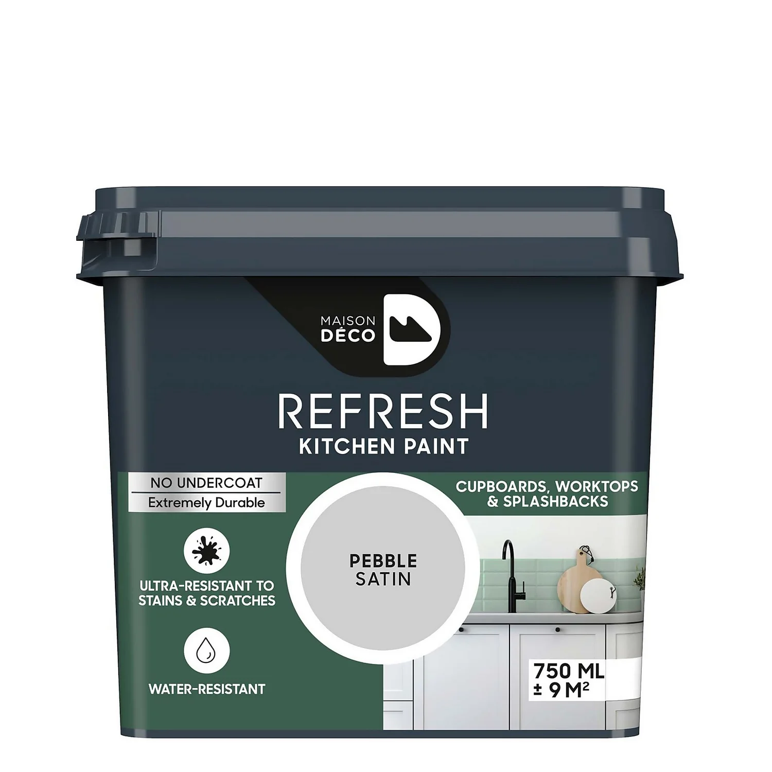 Maison Deco Refresh Kitchen Cupboards, Worktops & Splashbacks Paint Pebble - 750ml 3 Maison Deco Refresh Kitchen Cupboards, Worktops & Splashbacks Paint Pebble - 750ml