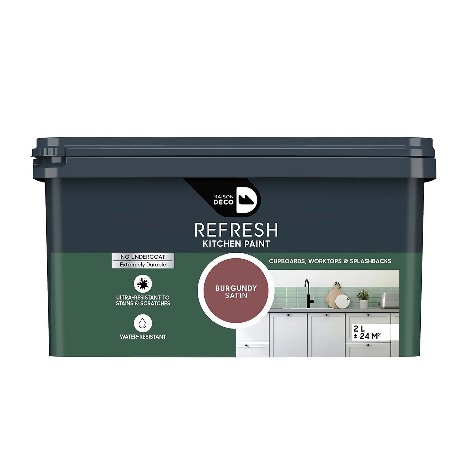 Maison Deco Refresh Kitchen Cupboards, Worktops & Splashbacks Paint Burgundy - 2L 3 Maison Deco Refresh Kitchen Cupboards, Worktops & Splashbacks Paint Burgundy - 2L