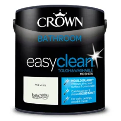 Crown Easyclean® Mouldguard+ Bathroom Mid Sheen Washable Multi Surface Paint Milk White® - 2.5L -Wood Care Store 12886762 8224853415815874