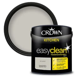 Crown Easyclean®Greaseguard+ Kitchen Matt Washable Multi Surface Paint Grey Putty® - 2.5 L