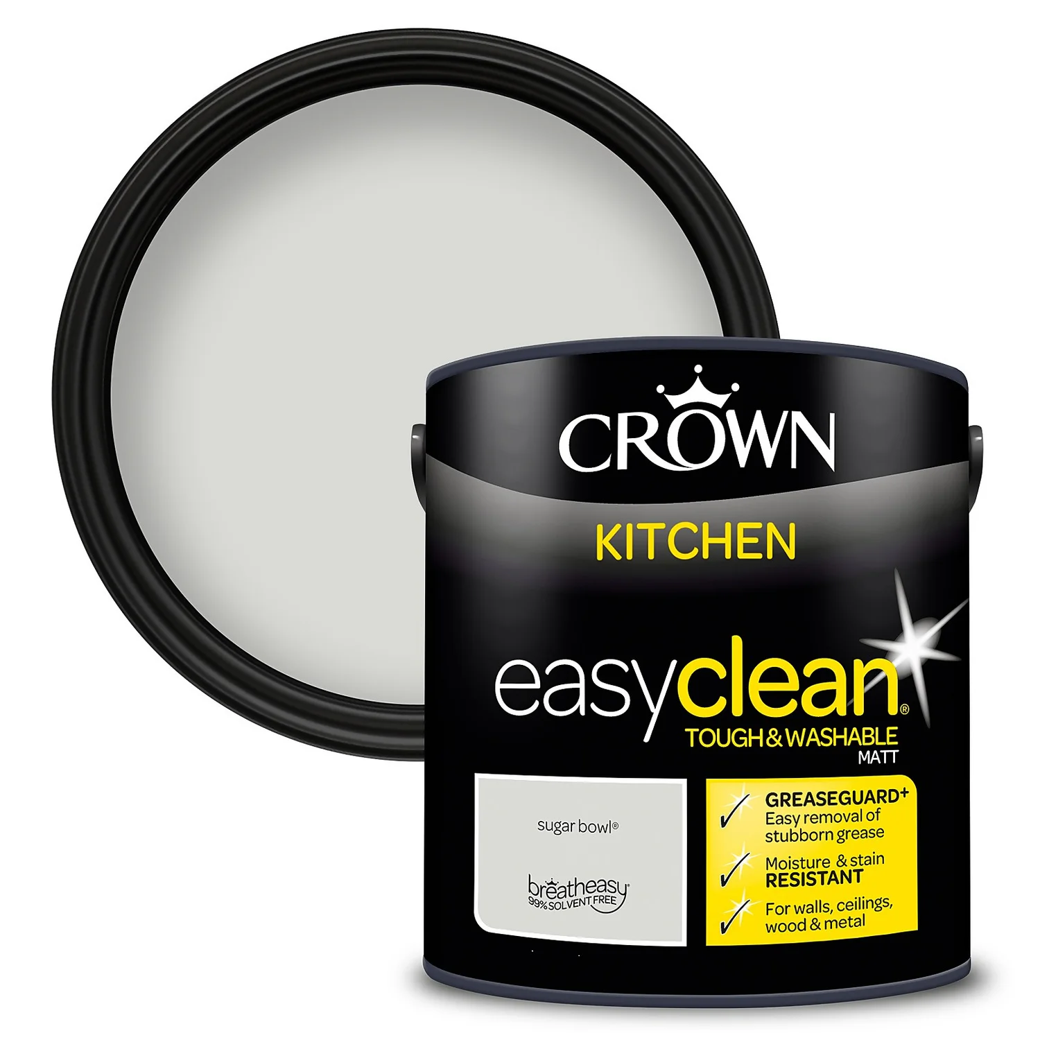 Crown Easyclean®Greaseguard+ Kitchen Matt Washable Multi Surface Paint Sugar Bowl® - 2.5L 3 Crown Easyclean®Greaseguard+ Kitchen Matt Washable Multi Surface Paint Sugar Bowl® - 2.5L