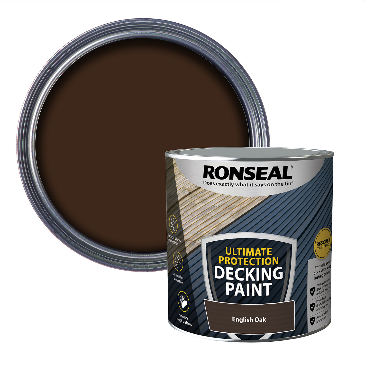 Ronseal Ultimate Protection Decking Paint English Oak - 2.5L 3 Ronseal Ultimate Protection Decking Paint English Oak - 2.5L