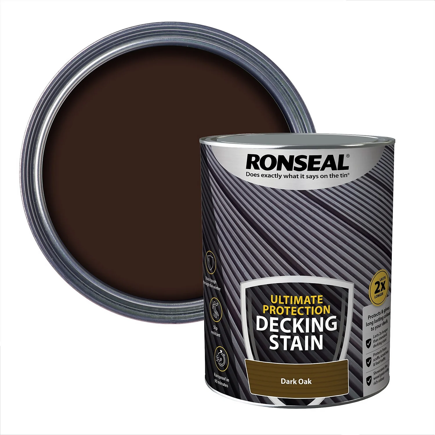 Ronseal Ultimate Protection Decking Stain Dark Oak - 5L 3 Ronseal Ultimate Protection Decking Stain Dark Oak - 5L