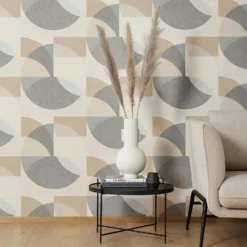 Elle Decoration Geometric Grey Cream Wallpaper -Wood Care Store 13027930 9044973365084287