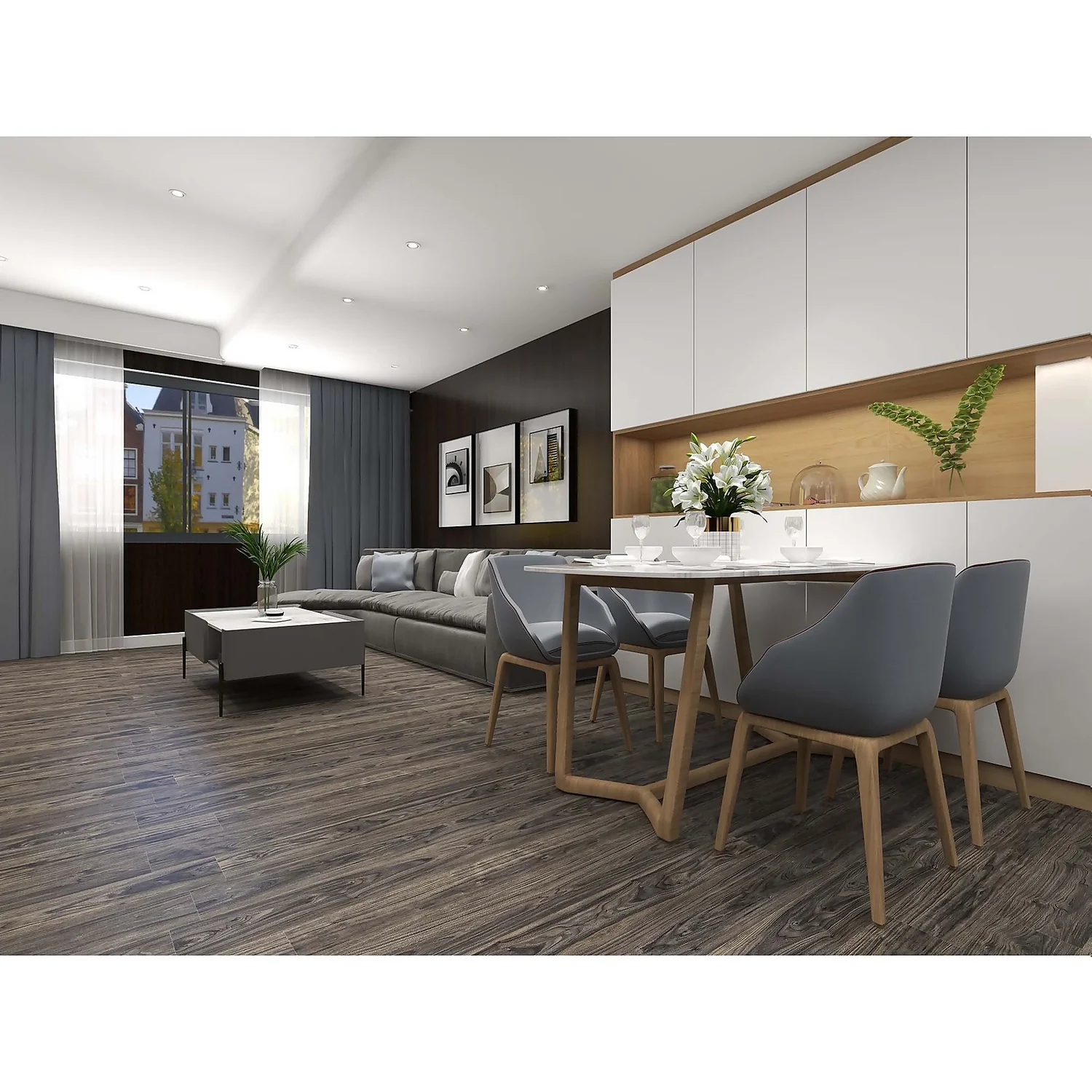 None Rigid Core Luxury Vinyl Flooring Classic Walnut Plank 6 None Rigid Core Luxury Vinyl Flooring Classic Walnut Plank - Image 4