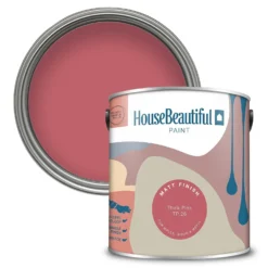 House Beautiful Durable Matt Emulsion Multi-Surface Paint Think Pink TP.26 - 2.5L