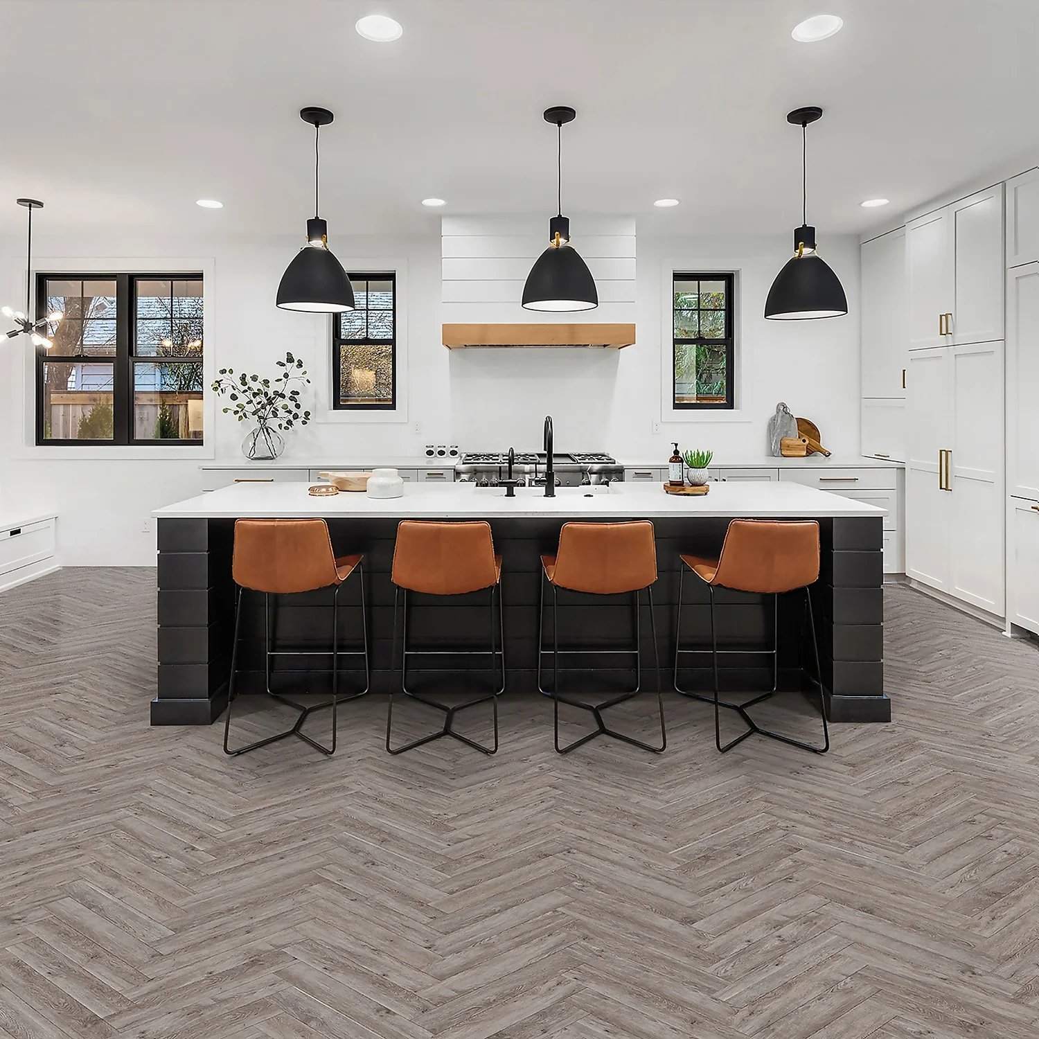 Kraus Rigid Core Herringbone Luxury Vinyl Floor Tile - Langley Grey 3 Kraus Rigid Core Herringbone Luxury Vinyl Floor Tile - Langley Grey