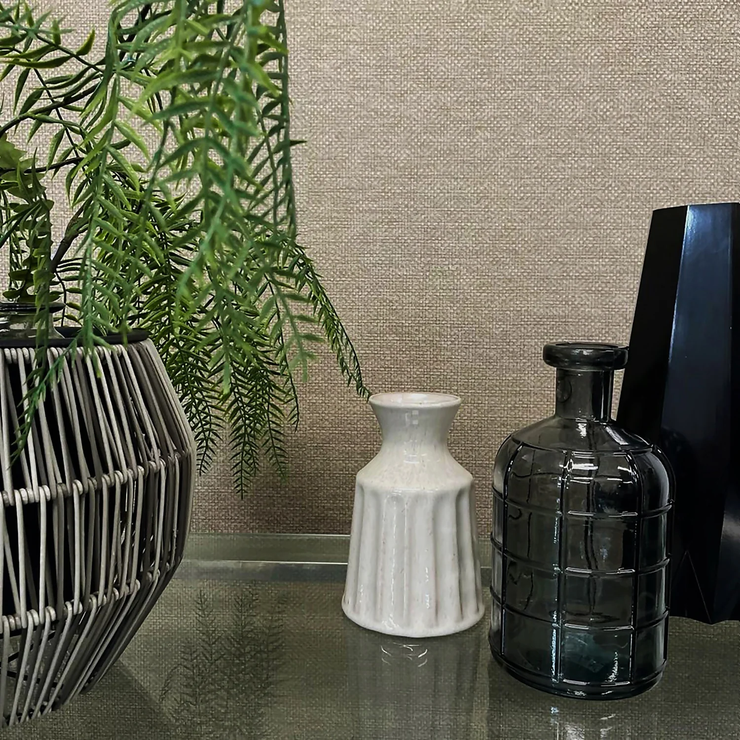 Belgravia Décor Palm Weave Textured Beige Wallpaper 4 Belgravia Décor Palm Weave Textured Beige Wallpaper - Image 2