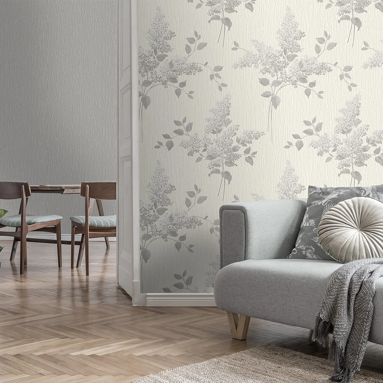 Belgravia Décor Tiffany Fiore Flower Textured Silver Wallpaper 4 Belgravia Décor Tiffany Fiore Flower Textured Silver Wallpaper - Image 2
