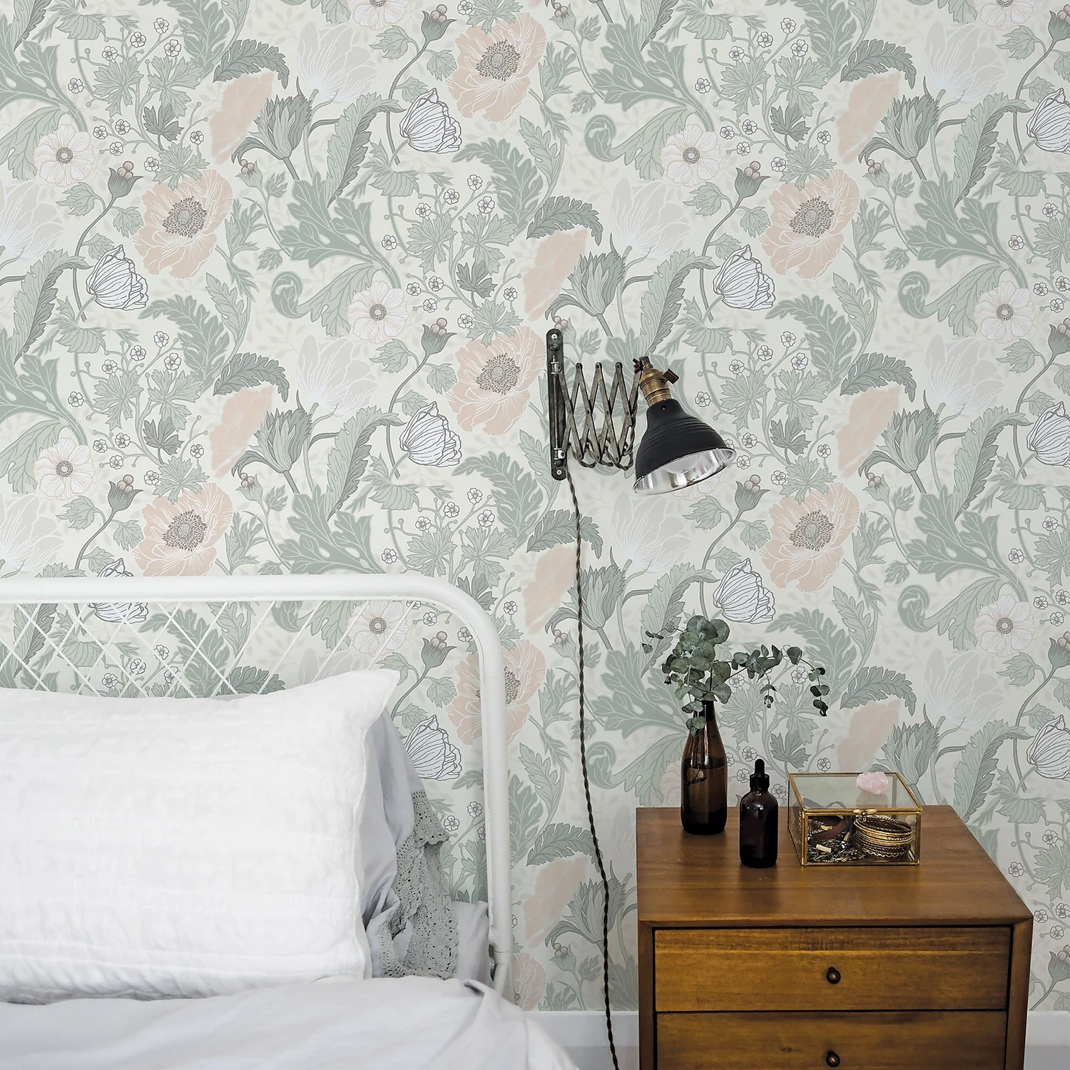 Galerie Floral Trail Green A4 Wallpaper Sample 4 Galerie Floral Trail Green A4 Wallpaper Sample - Image 2