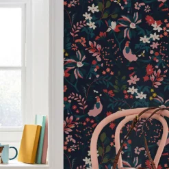 Joules Fields Edge Floral French Navy Wallpaper -Wood Care Store 13991844 9735003723924511