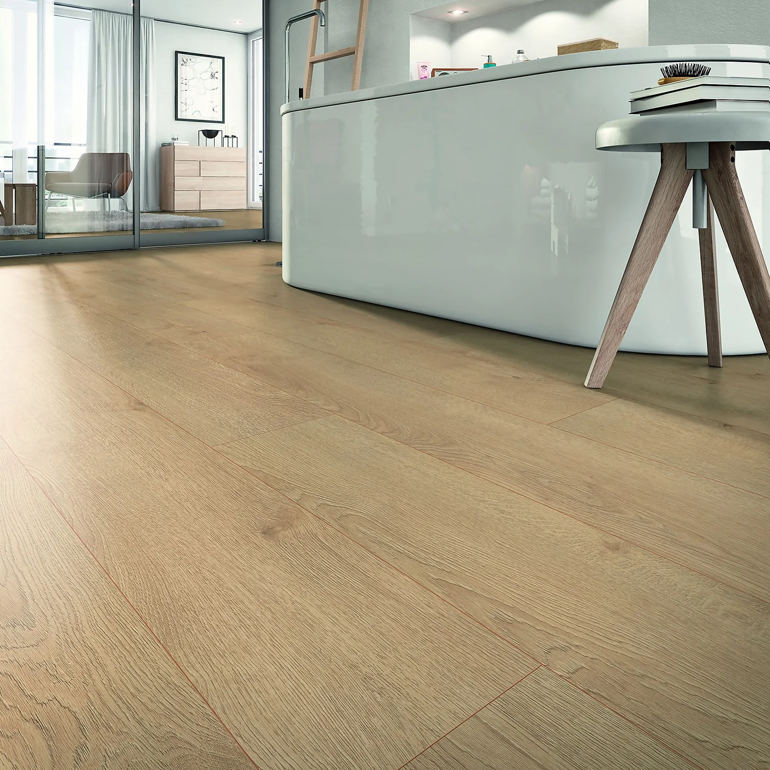 EGGER HOME Light Redmond Oak 8mm Aqua+ Laminate Flooring 3 EGGER HOME Light Redmond Oak 8mm Aqua+ Laminate Flooring